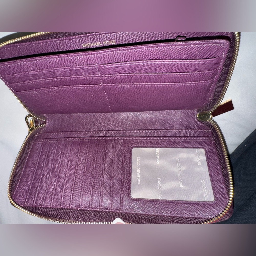Michael Kors Purple Croc-Embossed Wristlet - Picture 3 of 10